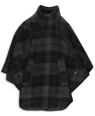 f21  heritage 1981 plaid felt cloak in charcoal black